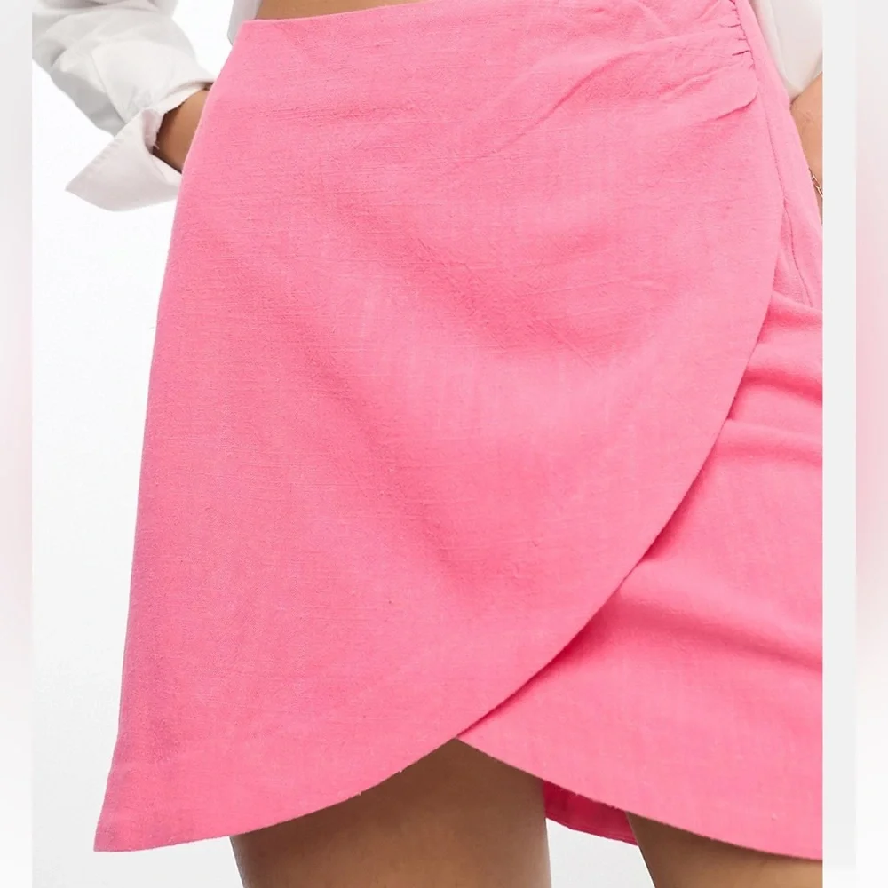 ASOS linen wrap front mini skirt